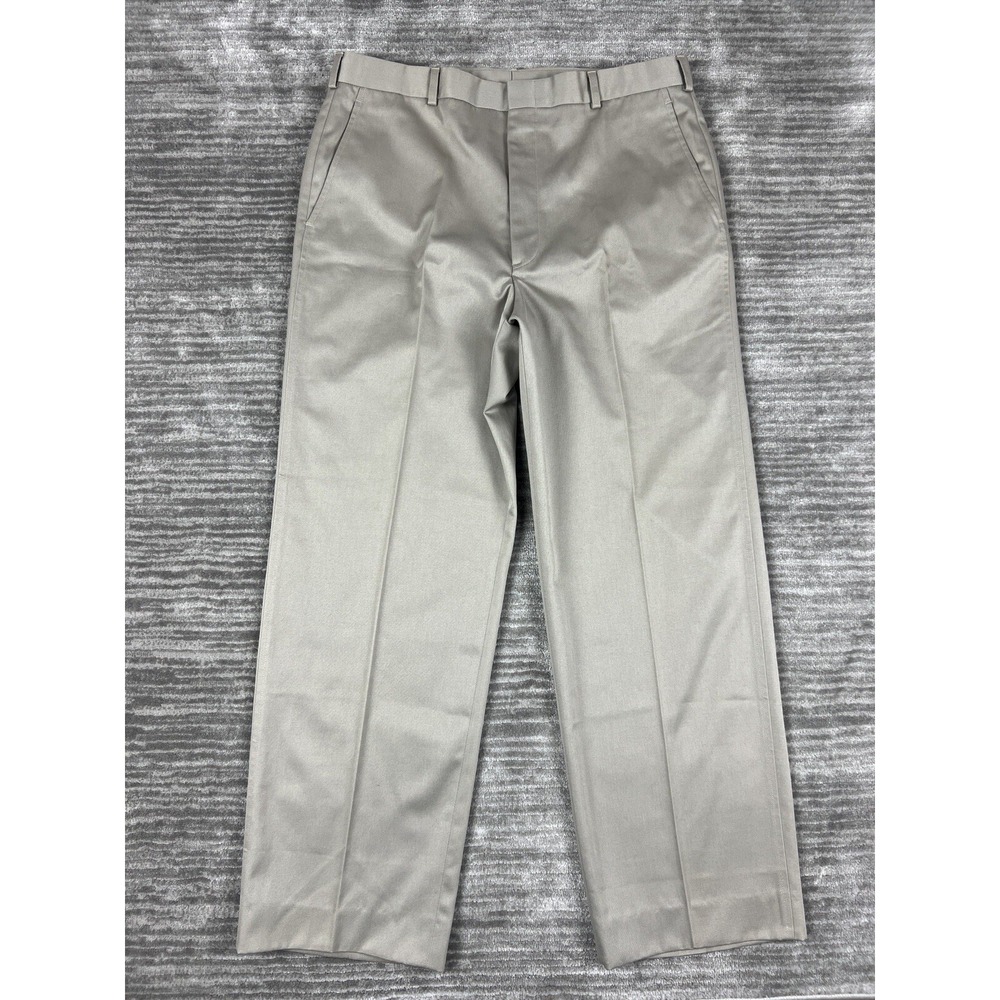 Lands' End Chinos Mens 36 Khaki Tan Direct Merchants Flat Front USA Made Pants